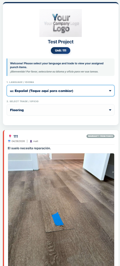 QR sub view translated to Spanish